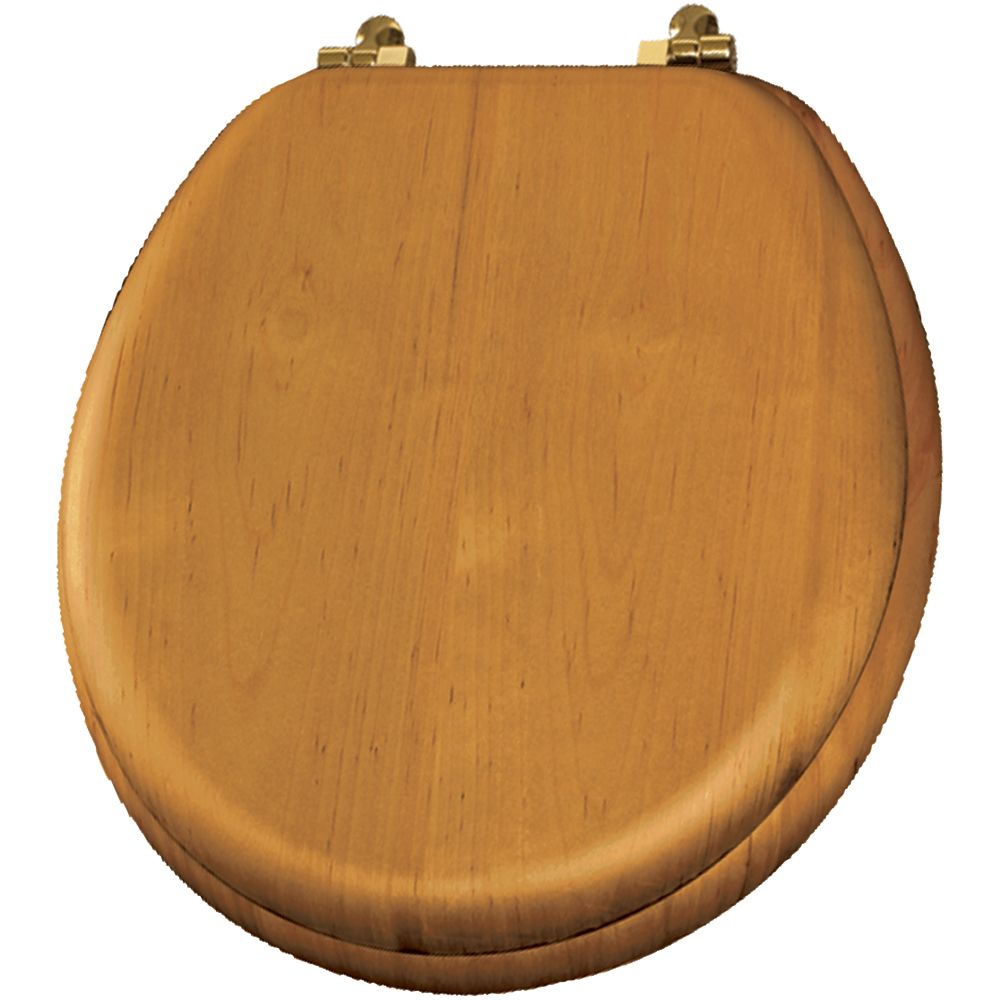 Bemis Natural Reflections Round Wood Veneer Toilet Seat With Brass Hinge In Natural Oak The Home Depot Canada