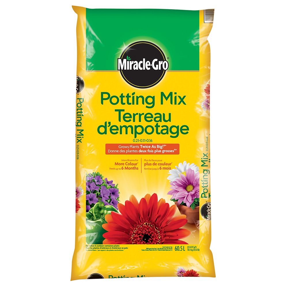 Miracle Gro Potting Mix 0 21 0 11 0 16 60 5l The Home Depot Canada