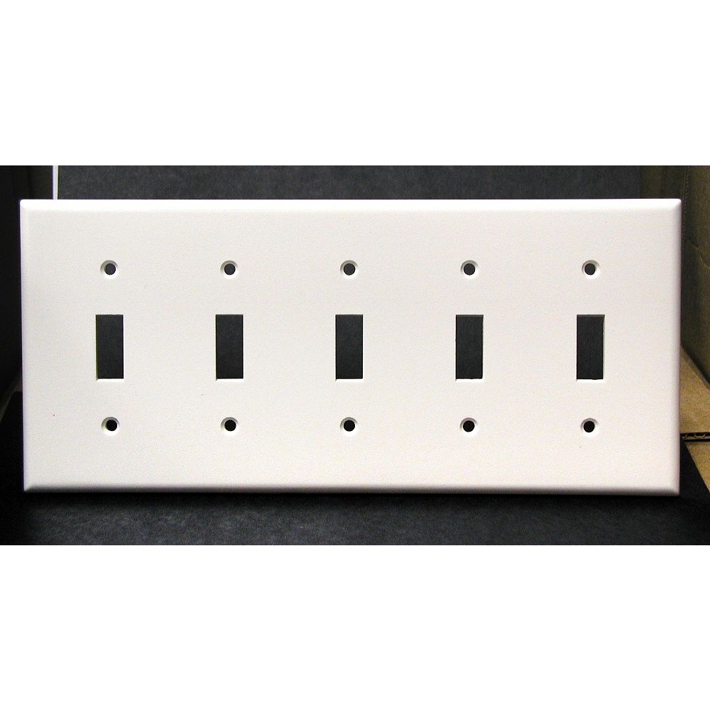 Leviton 5Gang Toggle Plate, White The Home Depot Canada