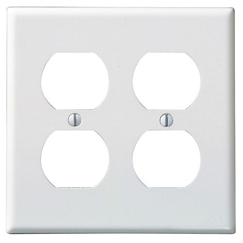 2-Gang Duplex wall plate, White