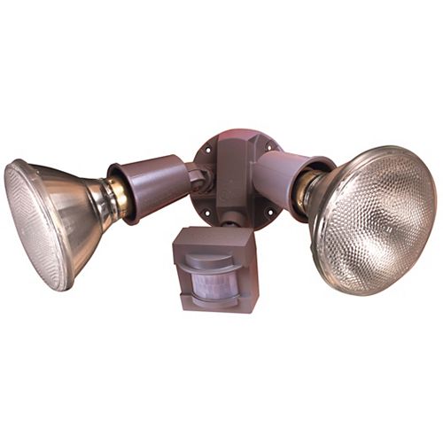 110-Degree 2-Light Grey Motion Activated Outdoor Flood Light