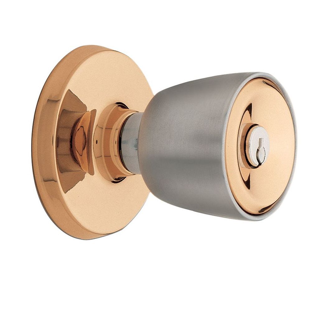 Weiser Beverly Satin Chrome/Bright Brass Keyed Entry Knob Set The