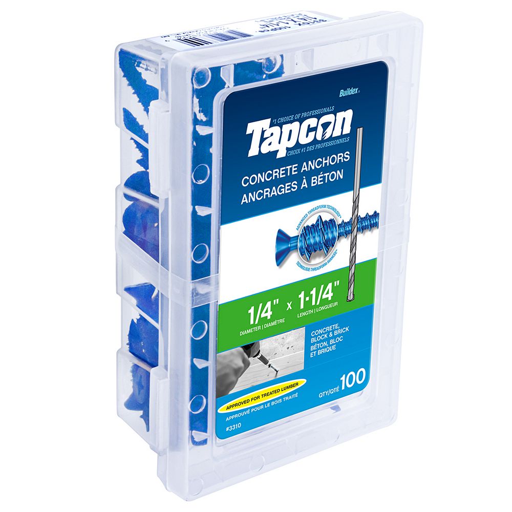 Tapcon 1/4inch x 11/4inch Flat Head Phillips Drive Concrete Anchors