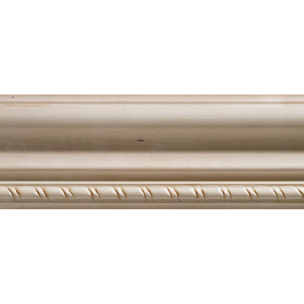 Ornamental Mouldings White Hardwood Embossed Rope Chair Rail 17/32 x 2