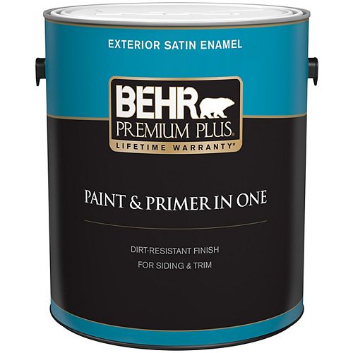 Exterior Paint & Primer in One, Satin Enamel - Ultra Pure White, 3.7 L