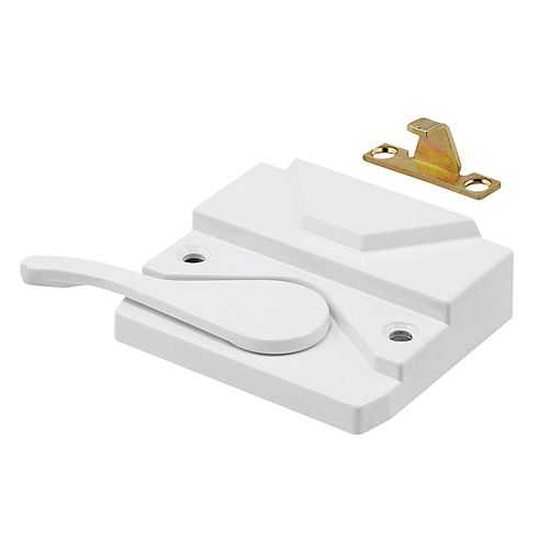 Prime-Line Casement Window Sash Lock, Right Hand, White, Keeper and Screws