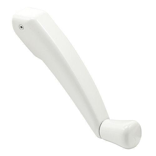 Window Operator Folding Crank Handle, 11/32 in. Bore, White Enamel Finish, Low-Profile