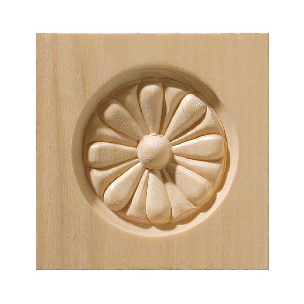 Ornamental Mouldings White Hardwood Rosette Corner Block 31/2 X 31/2