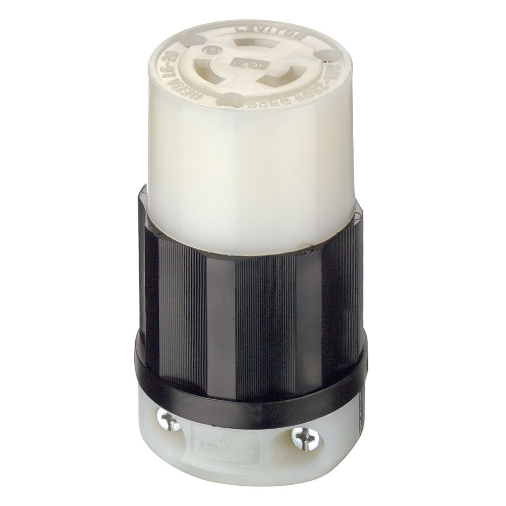 Leviton 20 Amp Locking Connector 250 Volt, Black And White The Home