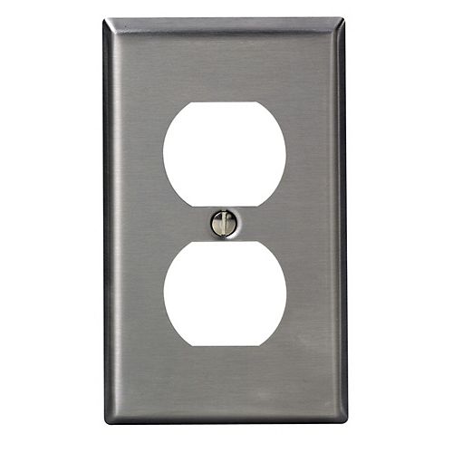 1-Gang Duplex Receptacle Plate Type 430, Stainless Steel