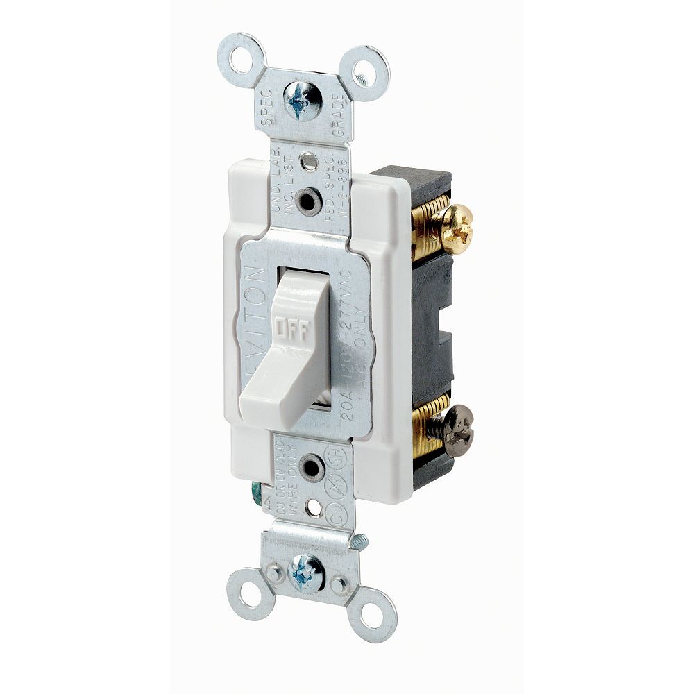 Leviton 2 Pole Switch 20 Amp 120/277v , White | The Home Depot Canada