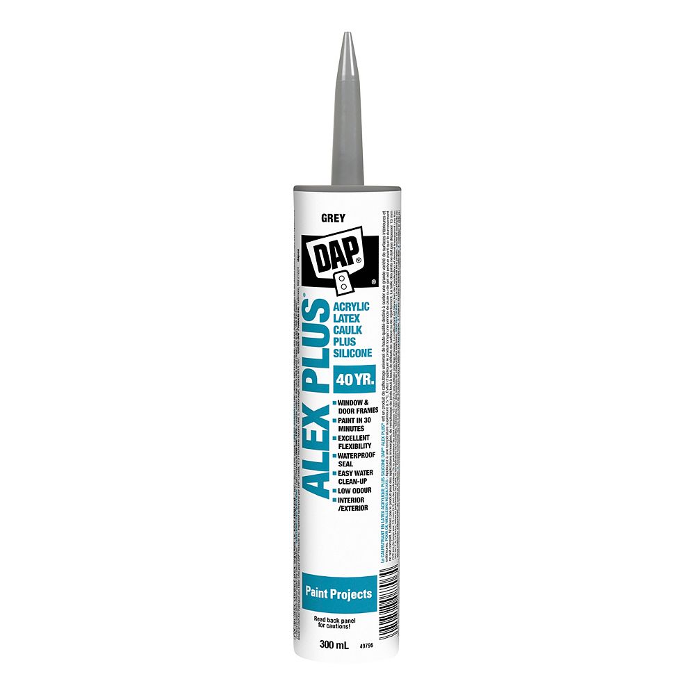 DAP Alex Plus Gray Acrylic Latex Caulk With Silicone 300 ML The dap-alex-plus-gray-acrylic-latex-caulk-with-silicone-300-ml-the