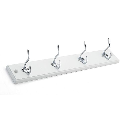 17 7/8-inch (455 mm) Utility 4-Hook Rack, Chrome and White