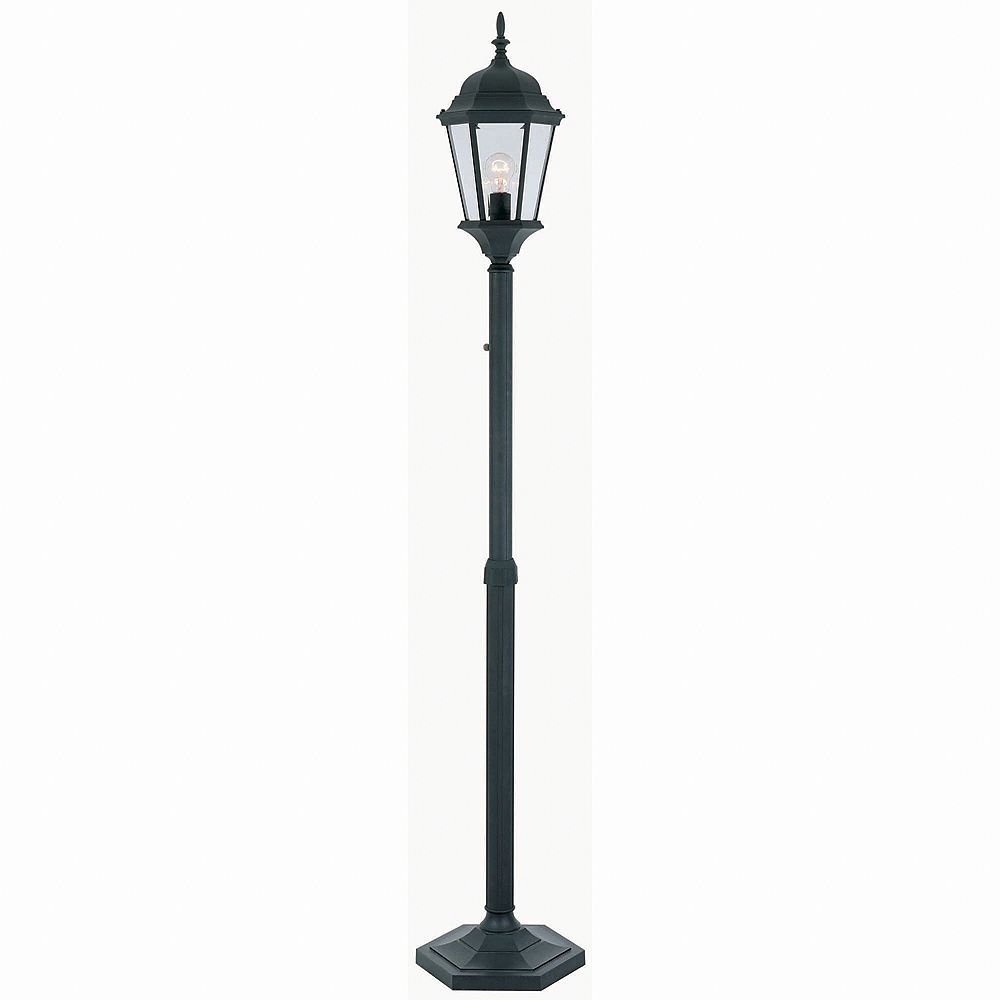 Hampton Bay Adjustable 1 Light Black Outdoor Post Lantern With Clear Bevelled Glass The Home Depot Canada Light Black Outdoor Post Lantern, Outdoor Post Lanterns