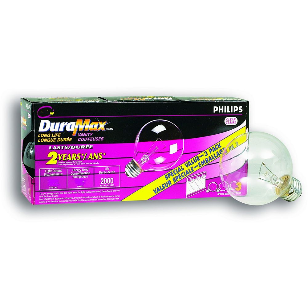 Philips 40W Incandescent G25 Medium Base Clear Bulb (3Pack) The Home