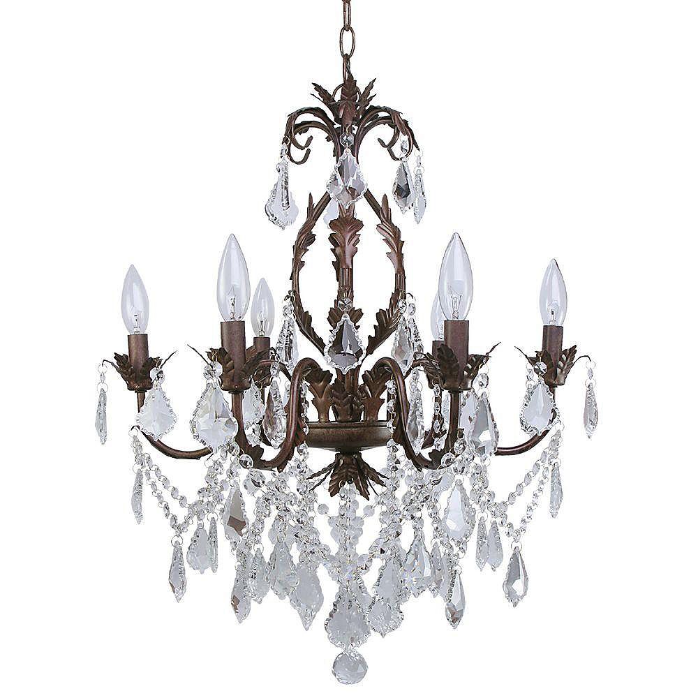 Hampton Bay Heritage 6 Light Iron and Crystal Chandelier | The Home