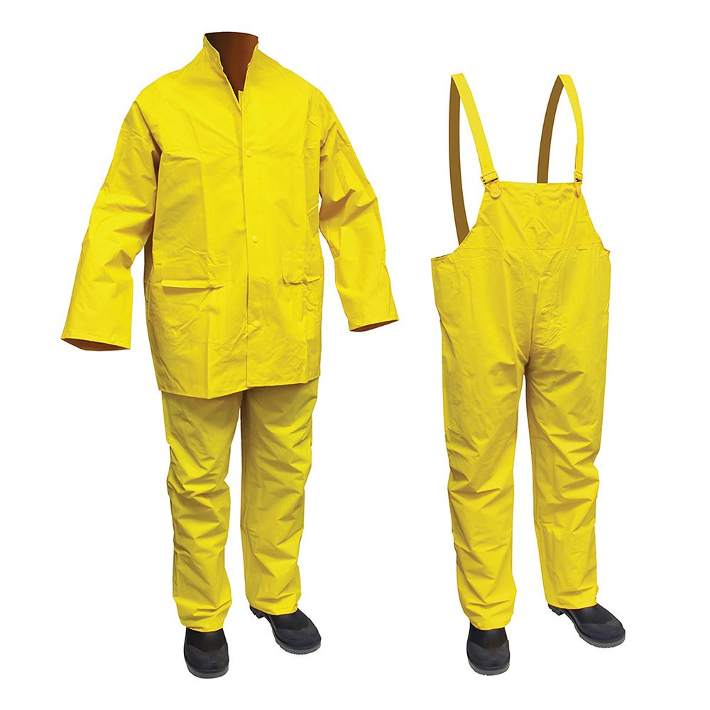Workhorse 3 Piece Yellow Pvc Rain Suit 35Mm The Home Depot Canada
