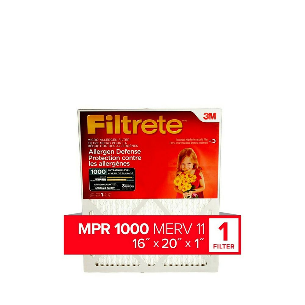Filtrete Filters 16 Inch X 20 Inch X 1 Inch Allergen Defense Mpr 1000 Micro Allergen Filtr The Home Depot Canada