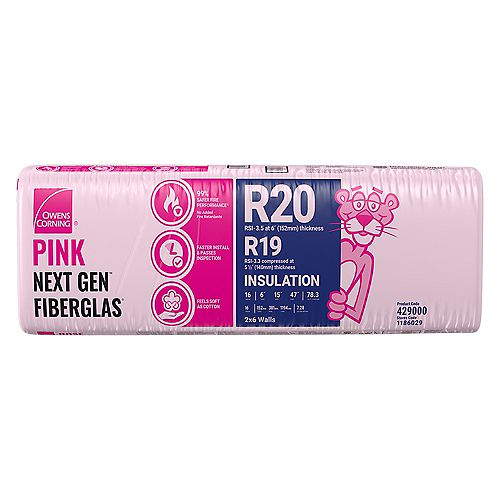 R-20 EcoTouch PINK FIBERGLAS Insulation 15-inch x 47-inch x 6-inch (78.3 sq.ft.)