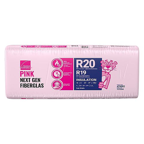 R-20 EcoTouch PINK FIBERGLAS Insulation 23-inch x 47-inch x 6-inch (120.0 sq.ft.)