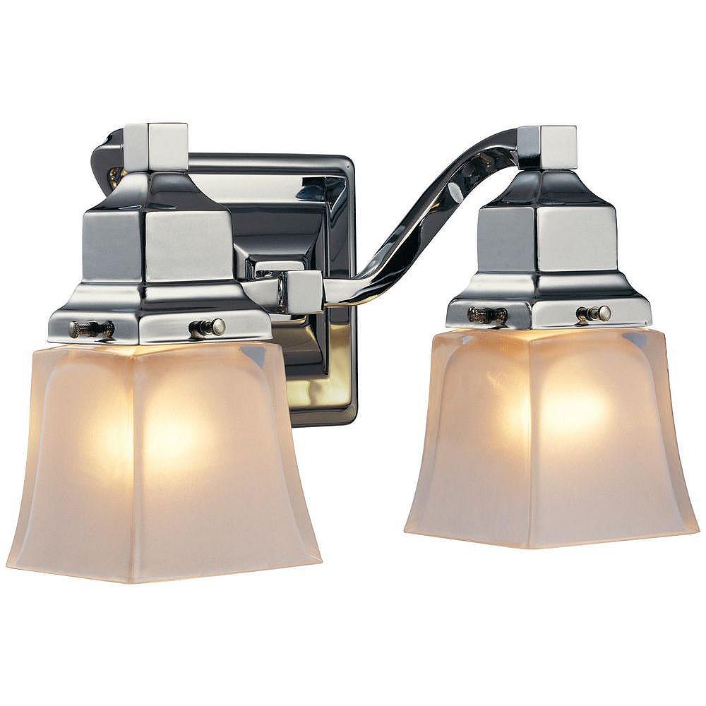 Hampton Bay 2 Light Chrome Vanity Light With Etched Glass Shades Hampton Bay 2 Light Chrome Vanity Light With Etched Glass Shades