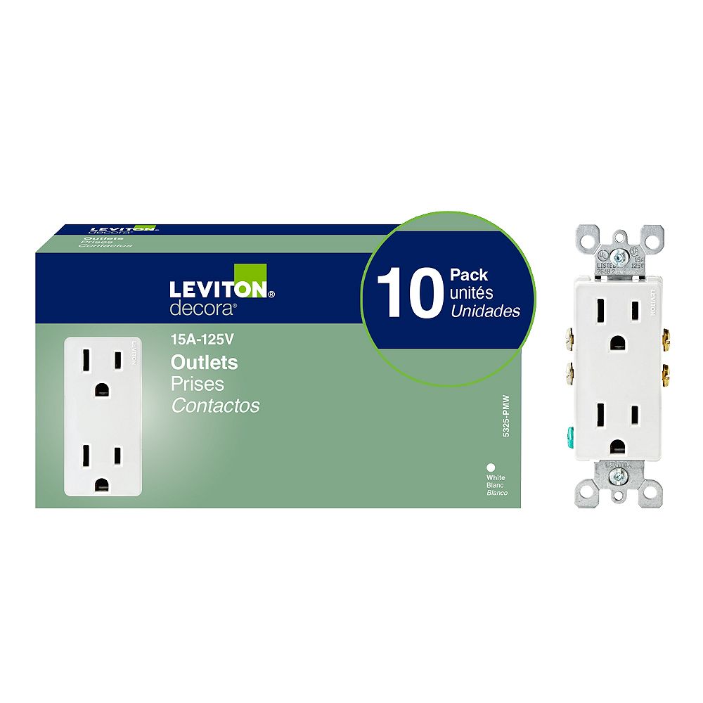 Leviton Decora Receptacle, White - (10-Pack) | The Home Depot Canada