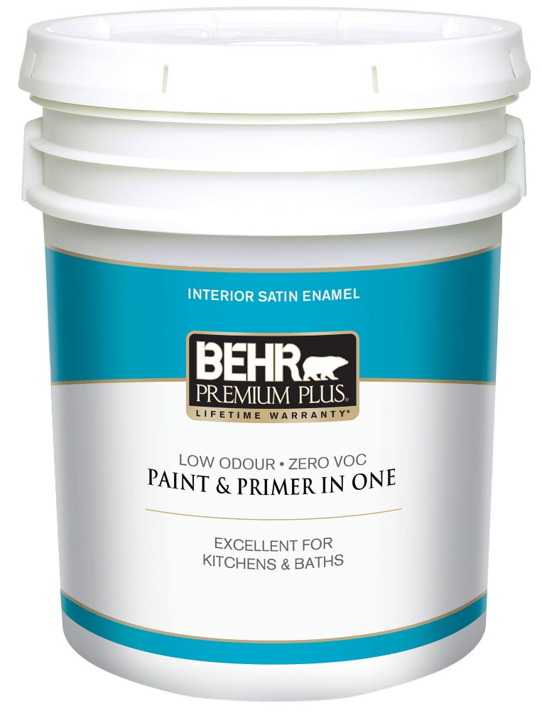 Behr Premium Plus Interior Satin Enamel Paint - Ultra Pure White, 18.9 ...