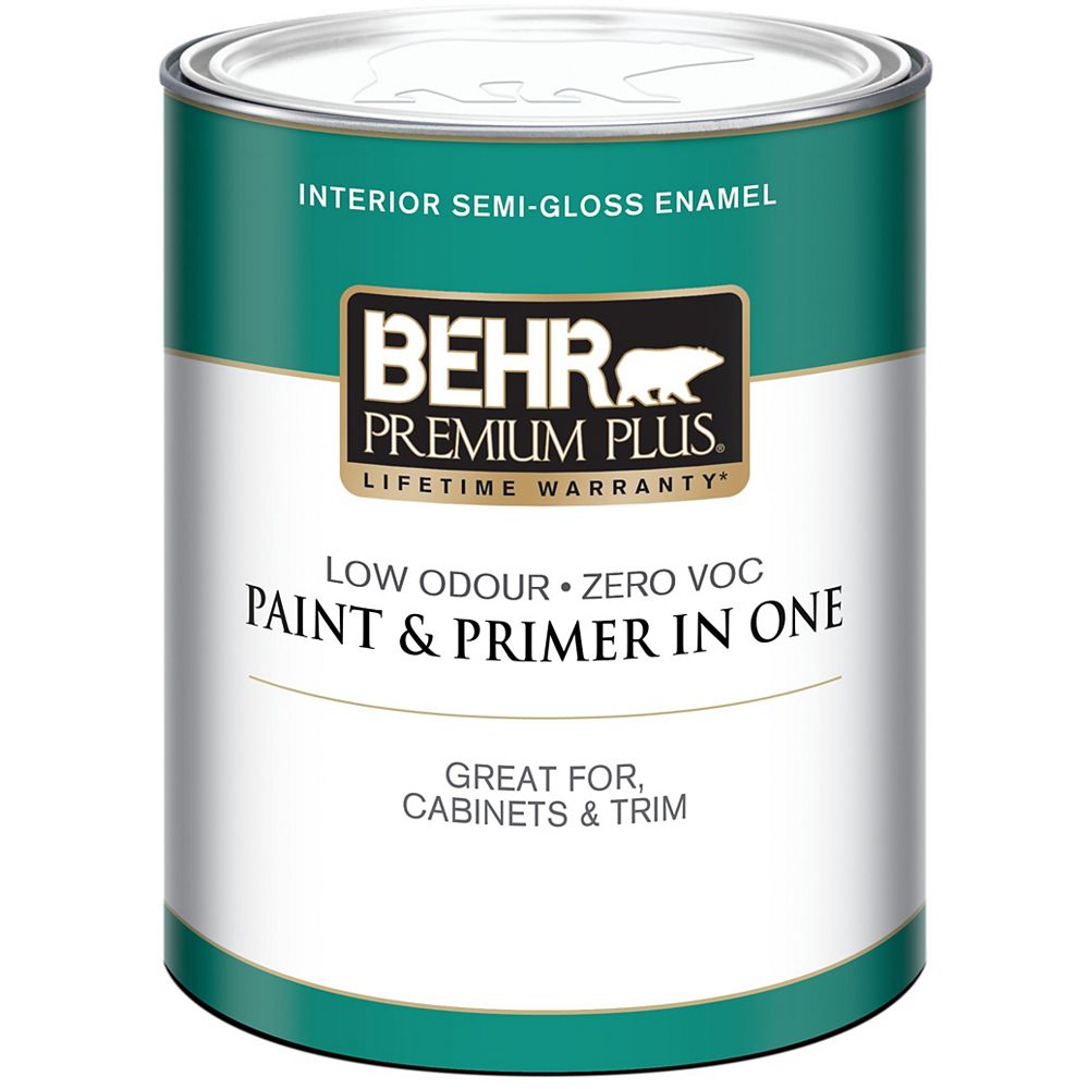 Behr Premium Plus Interior Semi Gloss Enamel Paint Ultra Pure White 946 Ml The Home Depot Canada Interior Semi Gloss Enamel Paint, Behr Cabinet And Trim Paint Home Depot