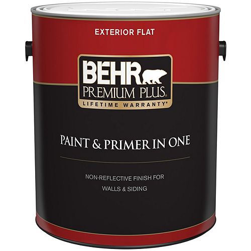 Exterior Paint and Primer-In-One Flat Deep Base and Mildew-Resistant Finish 3.7 L