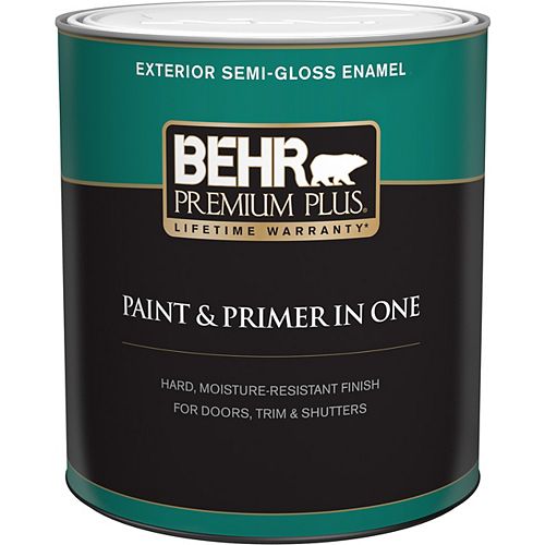 Exterior Paint & Primer in One, Semi-Gloss Enamel - Ultra Pure White, 946 mL