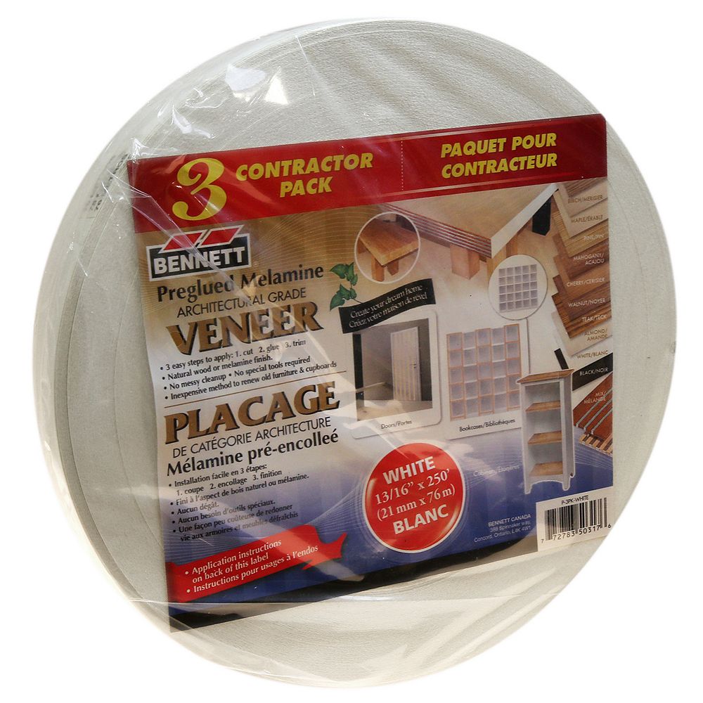 250 ft x 13/16 inch PreGlued Melamine, white Iron on Edging (3