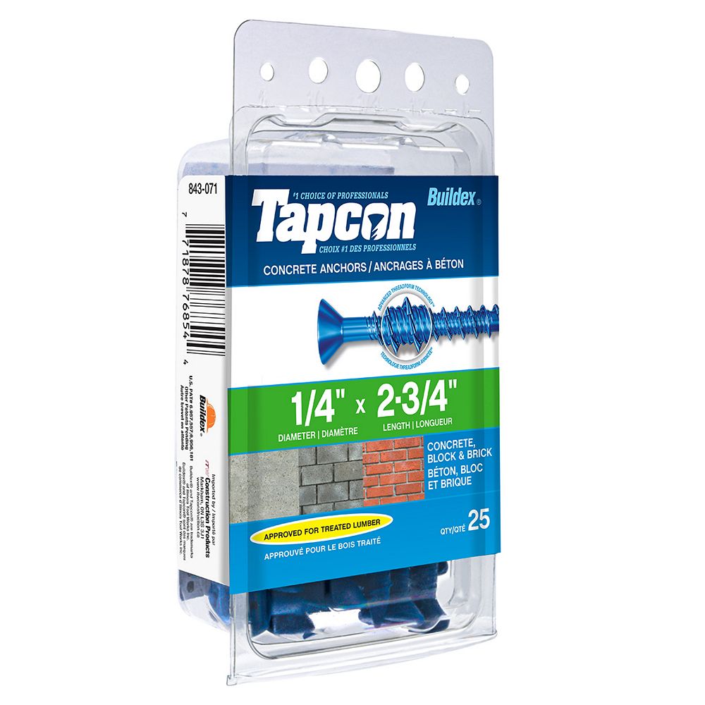 Tapcon 1/4inch x 23/4inch Flat Head Phillips Drive Concrete Screw