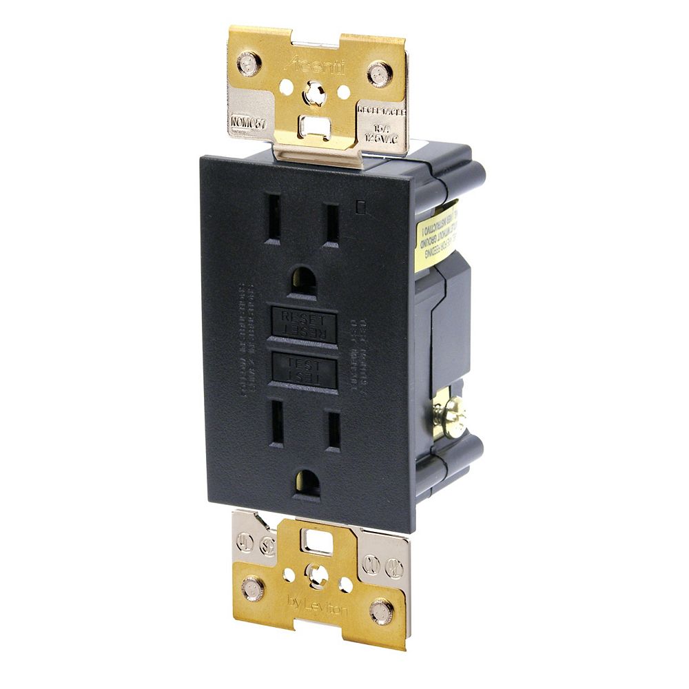 Leviton Acenti Smartlock Pro GFCI Duplex Receptacle 15a125v, Onyx