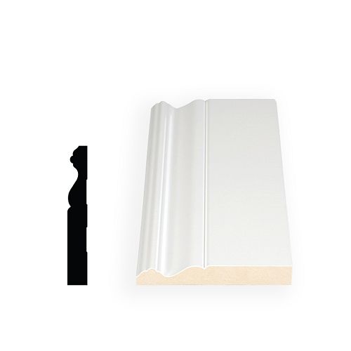 11/16-inch x 4 3/4-inch x 96-inch Colonial MDF Primed Fibreboard Baseboard Moulding