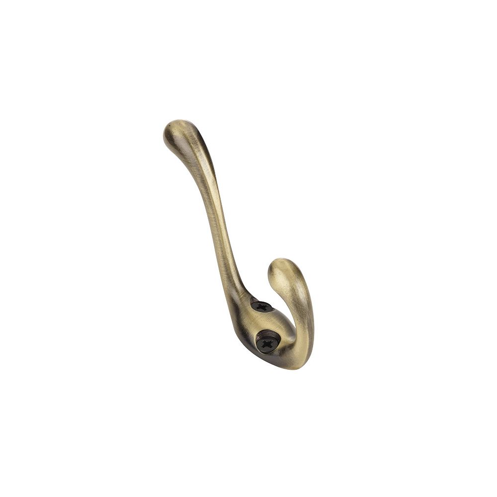 Nystrom 3 9/32inch (83 mm) Utility Metal Hook, Antique Brass The