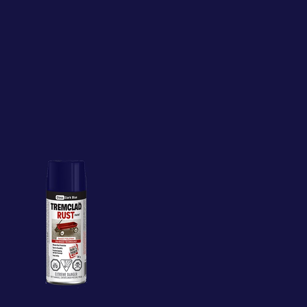 TREMCLAD OilBased Rust Paint In Gloss Dark Blue, 340 G Aerosol Spray