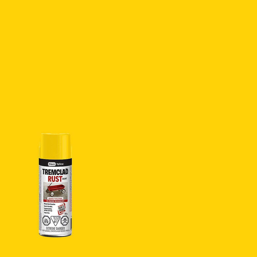 TREMCLAD OilBased Rust Paint In Gloss Yellow, 340 G Aerosol Spray