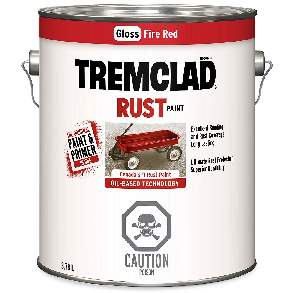 TREMCLAD OilBased Rust Paint In Gloss Fire Red, 3.78 L The Home