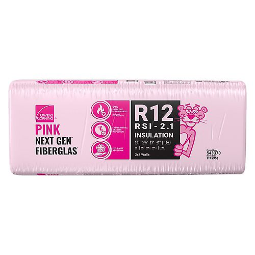 R-12 EcoTouch PINK FIBERGLAS Insulation 23-inch x 47-inch x 3.5-inch (150.1 sq.ft.)