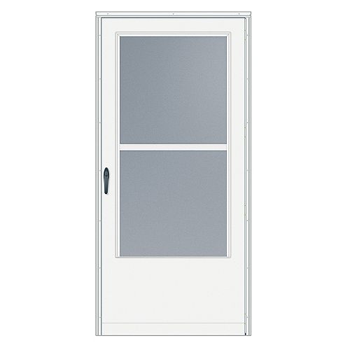 32-inch W 200 Series Triple Track White Screen Door with Black Hardware