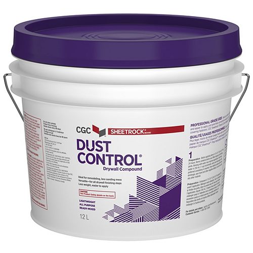 Dust Control Drywall Compound, Ready-Mixed, 12 L Pail