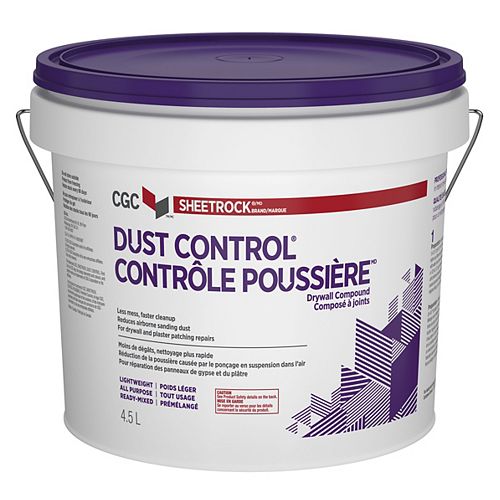 Dust Control Drywall Compound, Ready-Mixed, 4.5 L Pail