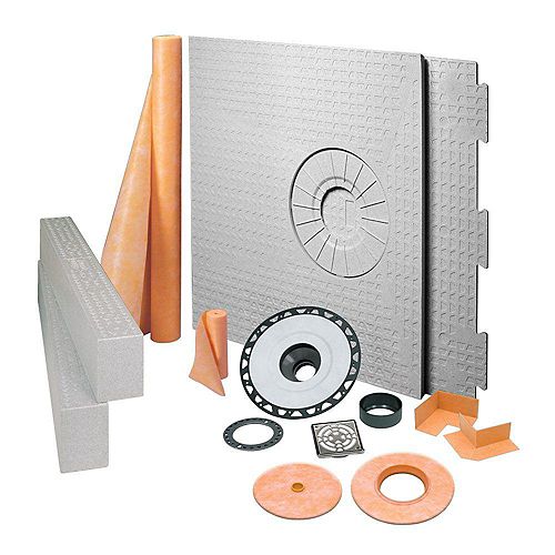 Kerdi-Shower 32 in. x 60 in. Off-Center Shower Kit in ABS with Stainless Steel Drain Grate