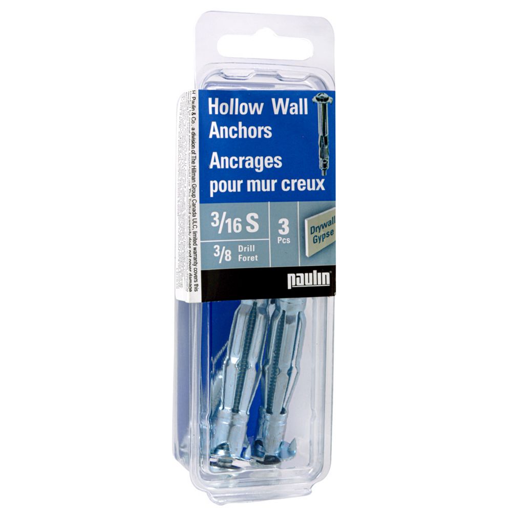 Paulin 316 Inch S Hollow Wall Anchors 3pcs The Home Depot Canada