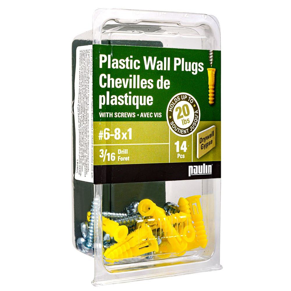 Paulin 68x1inch Yellow Plastic Anchors with Screws 14pc The Home Depot Canada