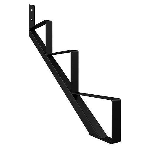 3-Step Steel Stair Riser in Black (Includes 1 Stair Stringer)