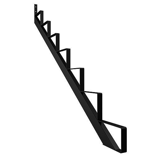 7-Step Steel Stair Riser in Black (Includes 1 Stair Stringer)