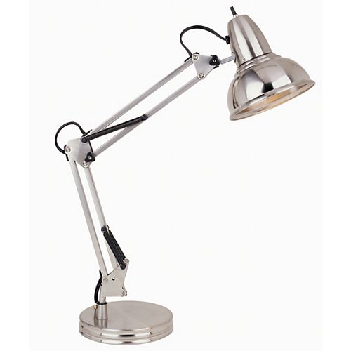 Swing-Arm Desk Lamp, Satin Chrome Finish