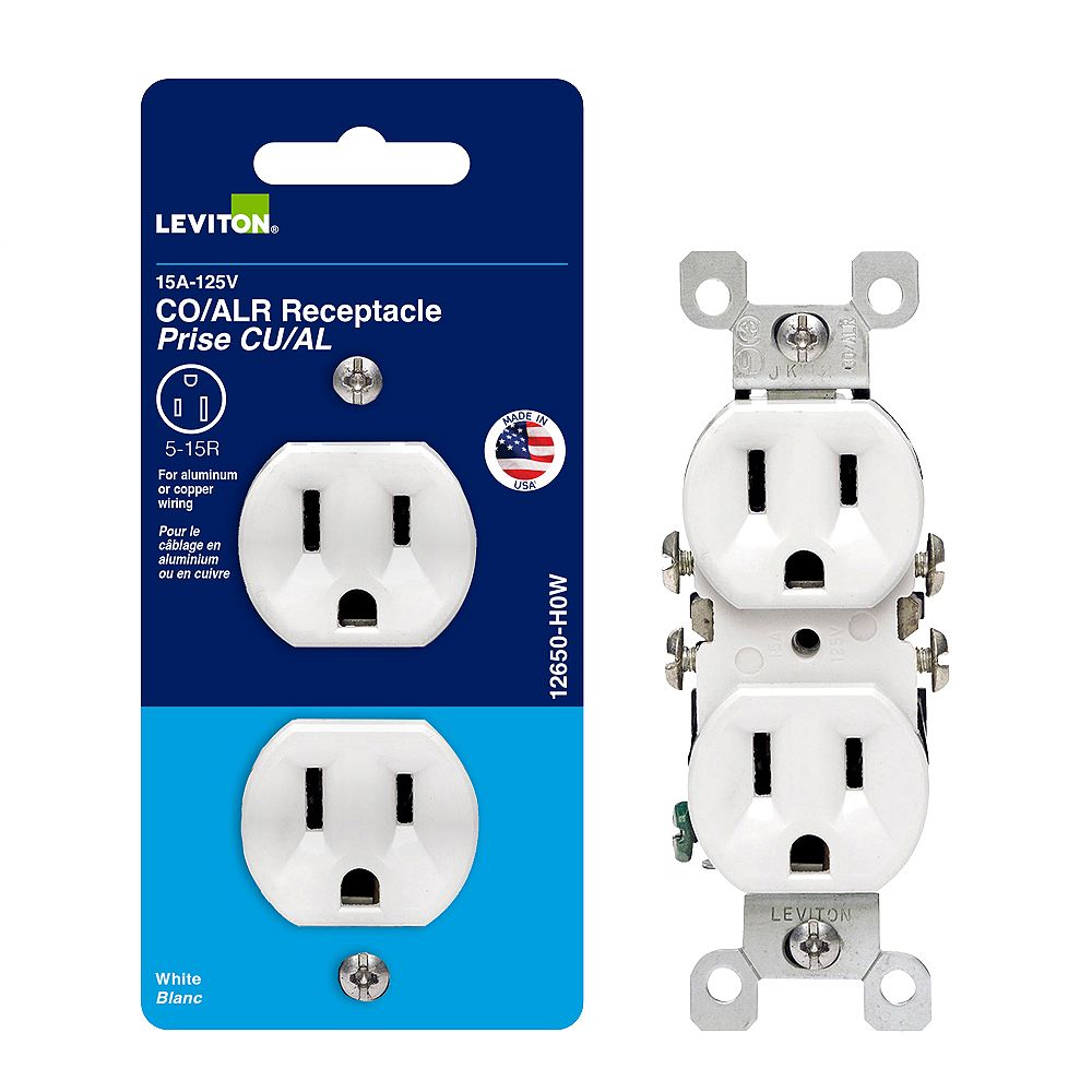 Leviton Co/alr Duplex Outlet White The Home Depot Canada