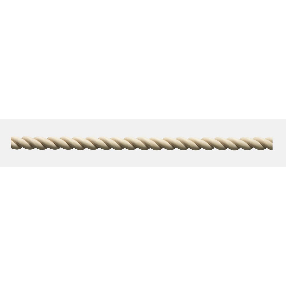 Ornamental Mouldings White Hardwood Rope Trim Moulding 1/4 x 19/32